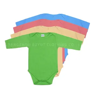 Groothandel knop babykleertjes-Fabriek Goede Kwaliteit Sublimatie Polyester Katoen Touch Babykleertjes Snap Knoppen Lange Mouwen Bodysuit Baby Romper