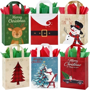 Sacs cadeaux de Noël personnalisés, imprimés à chaud, sérigraphiés, écologiques, non tissés, sacs fourre-tout avec poignées longues, réutilisables - Product Image 3
