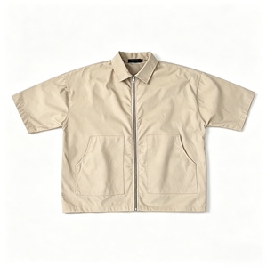 Chemise à manches courtes zippée personnalisée ShangJinHe pour homme 2026 – Coupe décontractée, tissu épais, streetwear, hauts utilitaires <span class=keywords><strong>de</strong></span> créateur - Product Image 3
