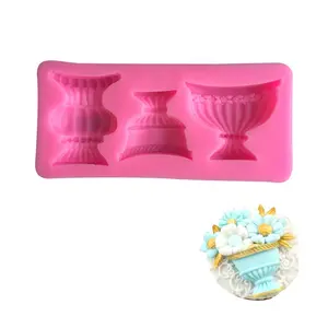 3d Pot Vaas Siliconen Mal Fondant Chocolade Snoep Hars Polymeer Klei Zeep Vorm Cupcake Koekje Decoratie Siliconen Mal