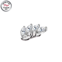 Piercings Corporales de Acero Inoxidable Freya 14G con Adorno de Flor de Zirconia, Microdermales Delicados con Cristal, Joyería Corporal de Cristal