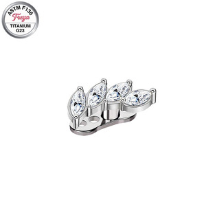 Piercings Corporales de Acero Inoxidable Freya 14G con Adorno de Flor de Zirconia, Microdermales Delicados con Cristal, Joyería Corporal de Cristal - Product Image 4