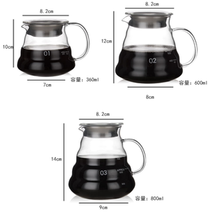 P Venta caliente 400 600 ml Jarra de agua de borosilicato alto <span class=keywords><strong>Termo</strong></span> Resistente al calor Café Goteo Tetera Servidor de café - Product Image 3
