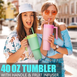40oz Stainless Steel Vacuum Tumbler With Handle Straw <b>Double</b> <b>Wall</b> Insulated Travel <b>Mug</b> Custom Logo - Product Image 4