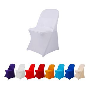 Nouvelle Housse de Chaise Pliante Blanche en Spandex/Polyester, Lavable en Machine et Facile à Installer, Tailles Personnalisables pour Location de Mariage - Product Image 1