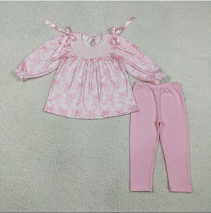 Conjunto de Ropa para Bebés Niñas: Túnica con Estampado de Flores a Cuadros y Pantalones Tipo Leggings - Product Image 2
