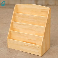 Estantería de Madera de Alta Calidad para Niños, Estantería para Libros de Jardín de Infancia con 4 Compartimentos de Almacenamiento