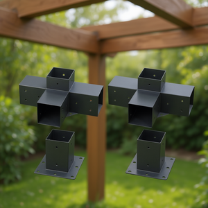 Db Wholesale 4 In X 4 In Pergola Bracket Kit 4 Pcs Heavy Duty Steel <b>Corner</b> Bracket For Woodworks Outdoor Use - Product Image 2