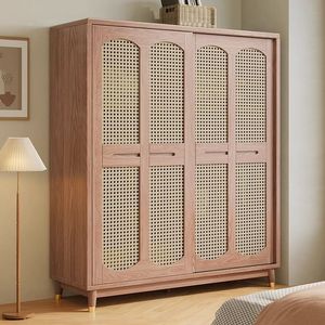 Modern <b>Wardrobe</b> Ash Wood Sliding Door <b>Large</b> Capacity Bedroom Storage - Product Image 3