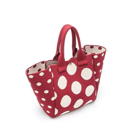 Diseñador personalizado negro puntos blancos bolsa de mano con asa-Venta caliente promocional de compras de viaje bolso de la escuela