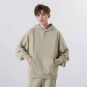 Teenagers Loose <b>Plus</b> <b>Size</b> Hoodie High Quality Customizable Logo Plush Blank Crewneck Solid Raglan Crew Neck Men's Hoodies - Product Image 2