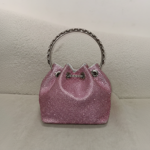 กระเป๋าคลัทช์ผู้หญิงสุดหรู พร้อมจี้รูปดอกกุหลาบกลมประดับคริสตัล เหมาะสำหรับเจ้าสาวในงานปาร์ตี้และงานพรอม - Product Image 1