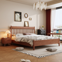 Lit en bois massif chambre principale nordique moderne simple lit double king style rétro français cadre de lit queen de 1.8m