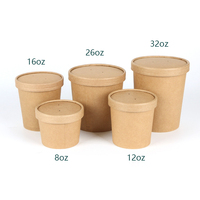 Contenant alimentaire jetable en papier kraft biodégradable de 400 ml et 1 L pour soupes chaudes, nouilles, avec couvercle, compatible micro-ondes, pour biscuits