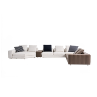 Canapé d'angle en cuir modulaire de conception italienne moderne, convertible en chaise longue avec fonction convertible