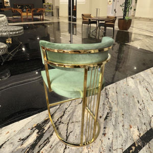 Chaise haute <span class=keywords><strong>de</strong></span> luxe en acier inoxydable doré, <span class=keywords><strong>tabouret</strong></span> <span class=keywords><strong>de</strong></span> <span class=keywords><strong>bar</strong></span> en velours pour hôtel, maison, pub, mariage - Product Image 2