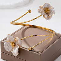 Bracelet de charme pour femmes, bracelet de bras à fleurs, bracelet de bras supérieur, bracelet ouvert pour filles