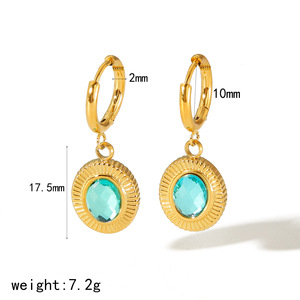 Juego de Anillos y Pendientes Retro Ovalados de Zirconia Estilo Europeo-Americano, con Engaste de Bisel de Acero Inoxidable 18K, Joyería de Moda para Fiesta - Product Image 4