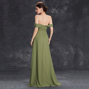 Robe de soirée élégante <span class=keywords><strong>vert</strong></span> <span class=keywords><strong>émeraude</strong></span> à épaules <span class=keywords><strong>d</strong></span>énudées, buste plissé, taille empire, en mousseline, pour occasions formelles et demoiselles <span class=keywords><strong>d</strong></span>'<span class=keywords><strong>honneur</strong></span> - Product Image 3