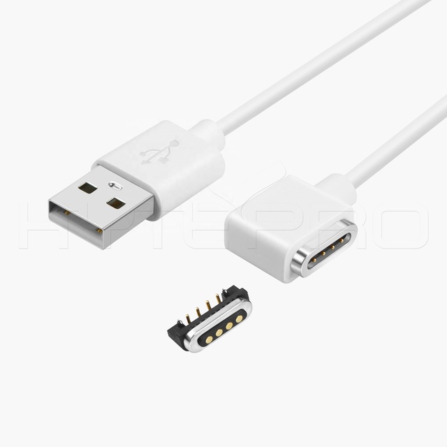 Hot sale white 1M Right angle magnetic electrical cable power mini usb cable pogo 4 pin charger