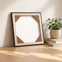 Cadre flottant hybride carré en aluminium et bois 30x30cm, cadre métallique noir mat pour toile, décoration murale de galerie
