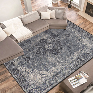 Tapis rectangulaire antidérapant Wan Xinlong style médaillon persan pour salon, canapé, table basse, en velours imprimé effet cristal - Product Image 4