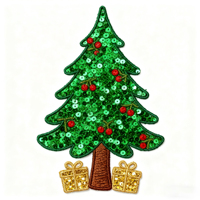 Patch brodé personnalisé en dentelle et sequins avec tissu chenille thermocollant durable pour promotion de Noël en gros