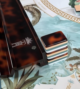 Fichas de Mahjong Americanas de Acrílico Pintadas a Mano, Personalizadas, de 160 Piezas, 4 Capas, Diseño de Loto Blanco Tortuga, Profesionales, Modernas y Lujosas - Product Image 2