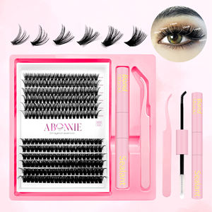 Abonnie私人标签段簇睫毛定制标志Diy睫毛延伸套件批发D卷曲貂皮蓬松睫毛簇书 - Product Image 4