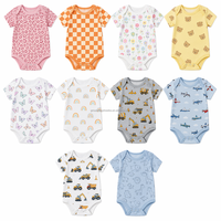Adorable conjunto de pelele para bebé - Bonito pelele de manga corta para bebé, de algodón suave y transpirable, fácil de poner y quitar, cómodo para recién nacidos