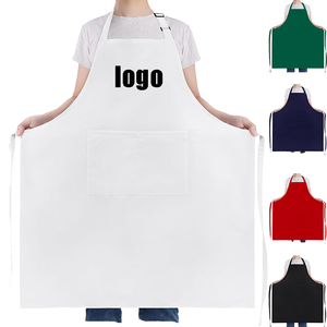 Delantal de Cocina de Algodón con Logotipo Personalizado al por Mayor, Delantal de Chef Negro con 2 Bolsillos para Restaurante, Cocina, Barbacoa, Uso Comercial - Product Image 2