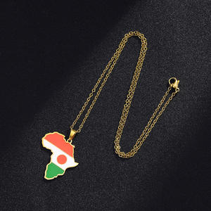 Collar con Mapa <span class=keywords><strong>de</strong></span> <span class=keywords><strong>Costa</strong></span> <span class=keywords><strong>de</strong></span> Marfil y Marruecos, Esmalte 34, Chapado en <span class=keywords><strong>Oro</strong></span> <span class=keywords><strong>de</strong></span> 18K PVD, Acero Inoxidable Antideslustre, Collar con Mapa <span class=keywords><strong>de</strong></span> África - Product Image 6