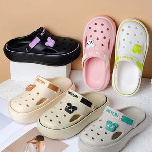 Heyun Zuecos para niños con punta abierta, antideslizantes, suela gruesa, zapatos de agua de verano para niñas, talla 7-14, negro, rosa, beige, gris, blanco - Product Image 5