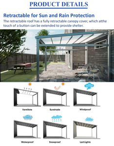 Pérgola DIY con Techo Retráctil de PVC y Estructura Ligera de Aluminio para Instalación <span class=keywords><strong>en</strong></span> el Hogar - Product Image 5