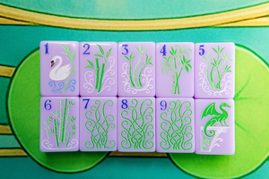 Tuiles de <span class=keywords><strong>Mahjong</strong></span> américaines en acrylique violet lavande de 1 7/16 po, motifs Jardin <span class=keywords><strong>Français</strong></span> et Paris, gravées, monocouche, pliables, luxe moderne - Product Image 5