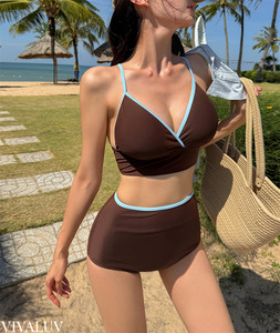 Ensemble de bikini dos nu pour femme, maillot de bain color block, haut triangle, séchage rapide, pour la plage - Product Image 5
