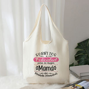 I Have A Best Mom in The World-Sac fourre-tout en toile avec motif imprimé, sac à bandoulière personnalisé <span class=keywords><strong>pour</strong></span> les mères de voyage, 1 pièce - Product Image 5