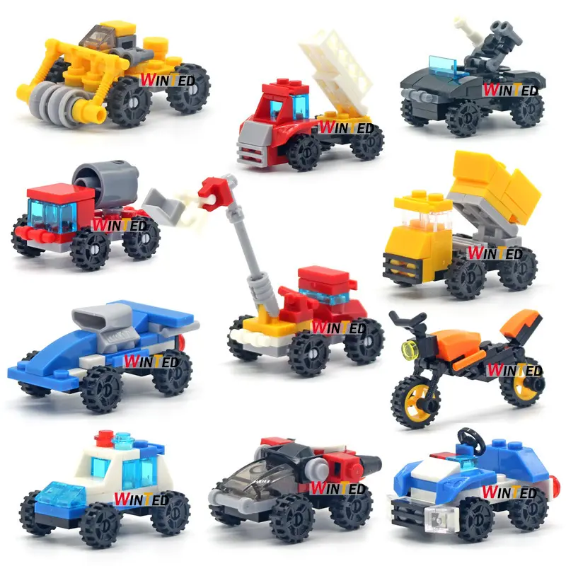 Mini Transportation Car Educational Assembled Models Building Blocks Compatible small Bricks toys for children