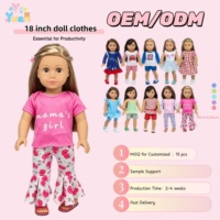 Ensemble de vêtements 2 pièces pour poupée de 18 pouces : T-shirt rose à imprimé lettres et pantalon cloche fleuri – Fabricant de vêtements pour poupées pour enfants
