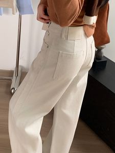 YUANBOFEI Jeans Baggy a Zampa d'Elefante da Donna a Vita Alta, Micro Bootcut, in Denim Bianco Lavato, <span class=keywords><strong>Pantaloni</strong></span> Casual in Cotone Denim alla Moda - Product Image 3