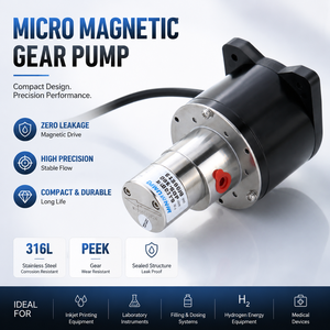 316L Stainless Steel PEEK Metering <b>Pump</b> Micro <b>Water</b> Liquid Transfer Magnetic Drive Gear <b>Pump</b> With 40W Brushless DC Motor - Product Image 1