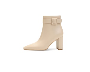 נשים באמצע עגל פו קרסול פו מגפי פו קרסול עם רצועת אבזם מחודדות - Product Image 5