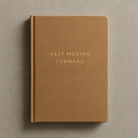 Carnet de notes A5 en similicuir à couverture rigide avec reliure cousue, pages lignées, design personnalisé, pages pour objectifs, pour la motivation et les cadeaux