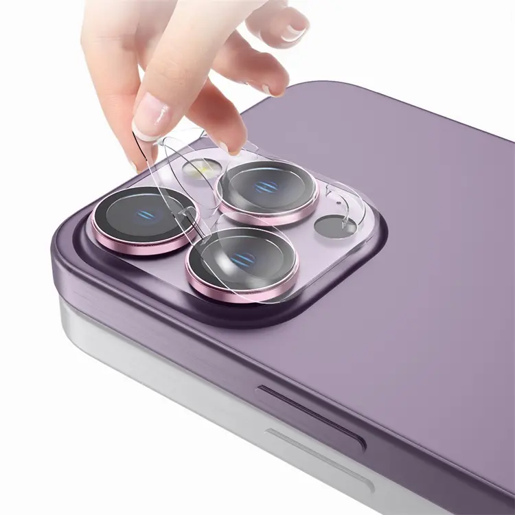 IPhone 13 Pro 14 Pro 15 Pro Max 모델에 대한 도매 원래 색상 금속 링 강화 유리 카메라 렌즈 필름 화면 보호기