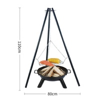 Barbecue au charbon de bois à hauteur réglable, trépied portable pour le camping avec foyer intégré, parfait