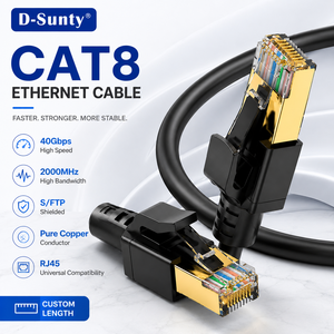 OEM ODM Cat8 Round Ethernet Patch Cord 28AWG S/FTP <b>RJ45</b> Bare Copper PVC Network <b>Cable</b> 40Gbps Custom Length - Product Image 1