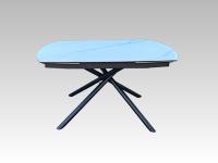 Table à manger moderne et minimaliste de style nordique avec plateau en céramique en pierre frittée et pieds métalliques fixes, mécanisme d'extension - Offre Spéciale
