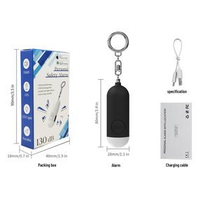 Alarme de sécurité personnelle compacte 130 dB, sirène puissante rechargeable par USB, porte-clés anti-perte, dispositif d'alerte SOS pour les voyages - Product Image 6