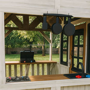 Cabane en bois massif pour enfants, tente de jeu pour enfants, maison de jeu pour enfants avec tableau noir - Product Image 3