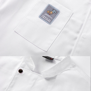 Divisa da Chef a Maniche Lunghe Autunno-Inverno, Camice da Pasticciere, Giacca da Chef in Poliestere/Cotone Goffrato Unisex - Product Image 6